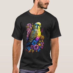 Budgie Mum Flower Budgerigar Parakeet Bird Mother T-Shirt