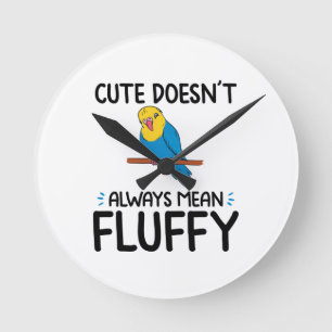 Budgie Ornamental Birds Pet Bird Budgies Gifts Round Clock