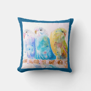 Budgie Parakeet Budgerigar Budgies Teal Blue Cushion