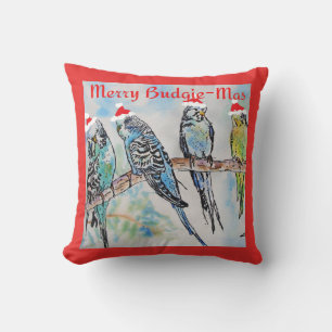 Budgie Parakeet Budgerigar Mens Funny Christmas Cushion