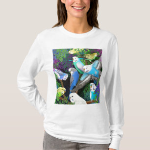 Budgie Parakeets Ladies Hoodie T-Shirt