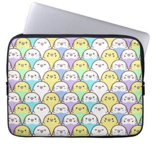 Budgie Parrot Blue Purple Yellow Cartoon Pattern Laptop Sleeve
