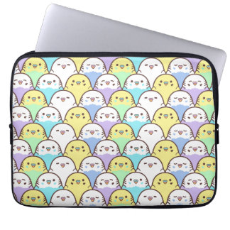 Budgie Parrot Blue Purple Yellow Cartoon Pattern Laptop Sleeve