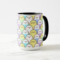 Budgie Parrot Blue Purple Yellow Cartoon Pattern
