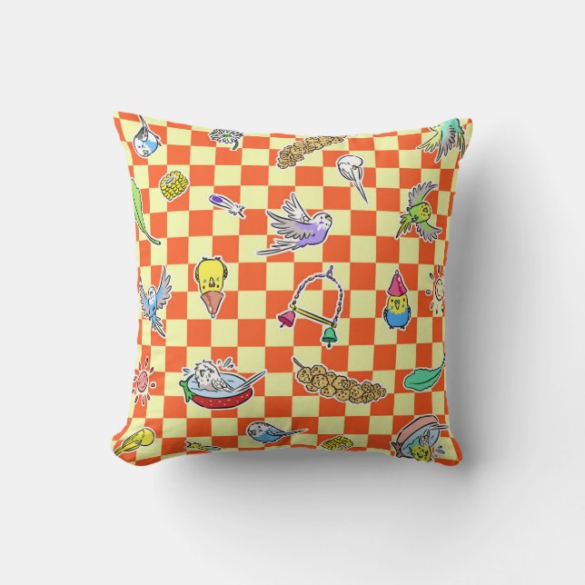 Budgie parrot pattern cushion (Front)
