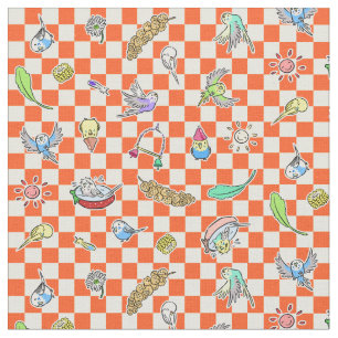 Budgie parrot pattern fabric
