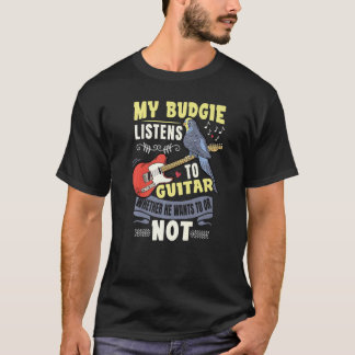 Budgie Plays Guitar Parrot Budgerigar Budgie Guita T-Shirt