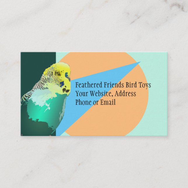 Budgie Retro Colours Modern Geometric Pet Bird Toy Business Card (Front)