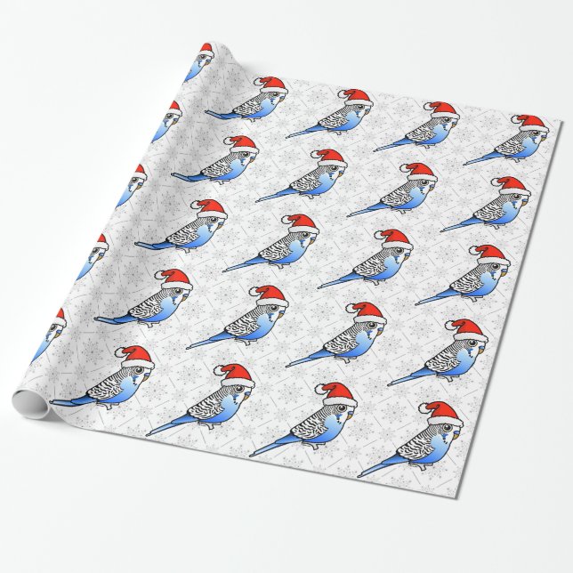 Budgie Santa Wrapping Paper (Unrolled)