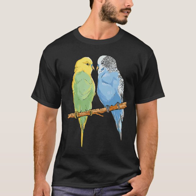 Budgie Sitting Birds Budgerigar  Parakeet Owner T-Shirt (Front)