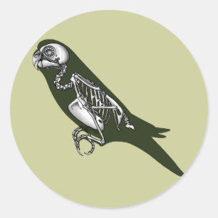 Budgie skeleton classic round sticker