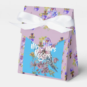 Budgie Watercolor floral lilac Wedding Cake Box