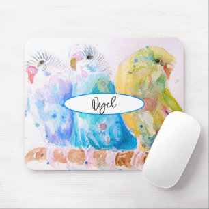 Budgie Watercolour Painting Bird birds Whimsical Mouse Mat