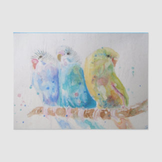 Budgie Watercolour Painting Bird birds Whimsical Tissue Paper