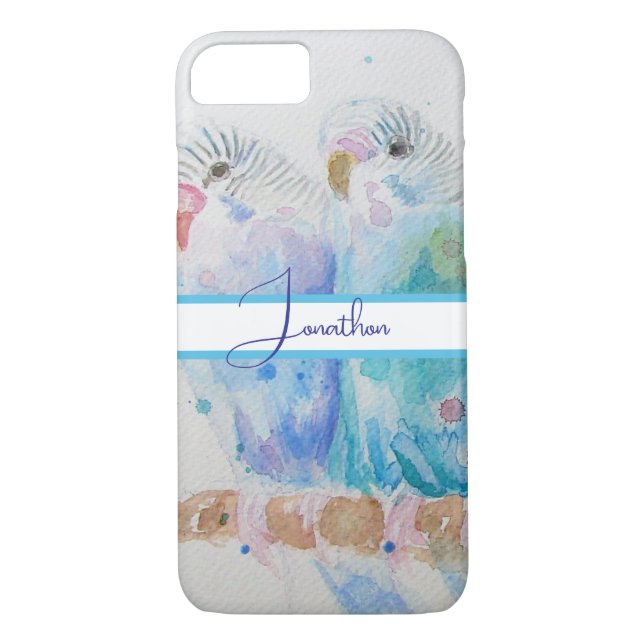 Budgie Watercolour Painting bird Budgies Aqua Teal Case-Mate iPhone Case (Back)