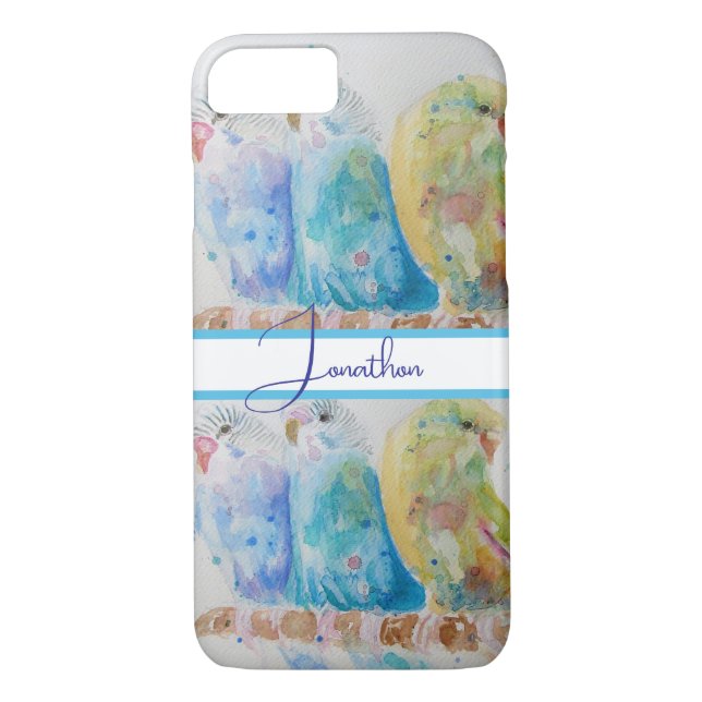 Budgie Watercolour Painting bird Budgies Aqua Teal Case-Mate iPhone Case (Back)
