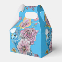 Budgie Wedding Cake Favour Box Blue Roses