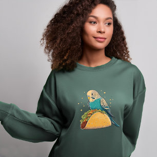 Budgie with Taco Quirky Bird Lover's Delight Sweatshirt