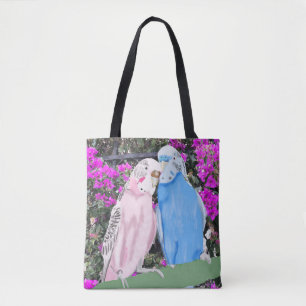 Budgies and Pinky mauve Bougainvillea Tote Bag