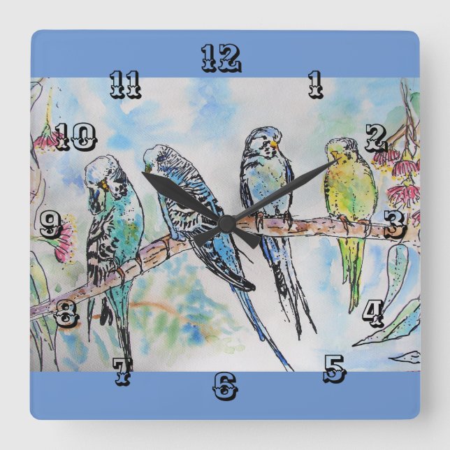 Budgies Budgie Budgerigar Bird Room Clock (Front)