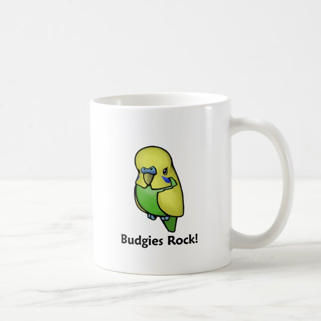 Budgies Rock! Coffee Mug (Right)