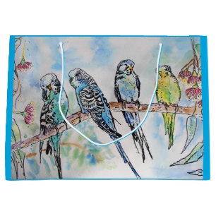 Budgies Watercolour Gum Tree budgie bird Gift Bag