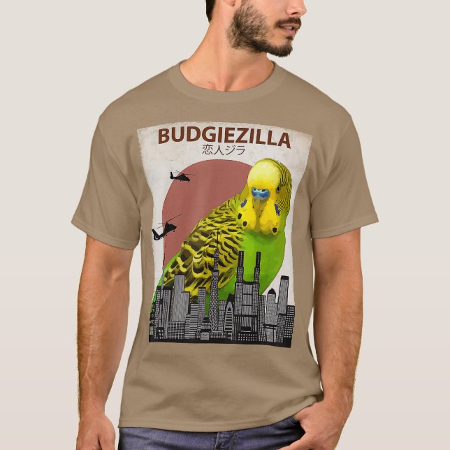 Budgiezilla  Budgie  for Budgerigar Parakeet T-Shirt (Front)