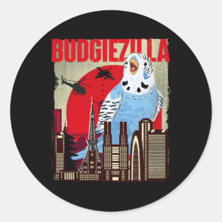 Budgiezilla Parakeet Budgie Budgerigar Bird Classic Round Sticker