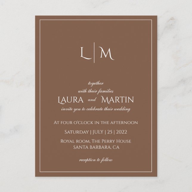 Budjet Elegance terracotta text based and monogram Postcard (Front)