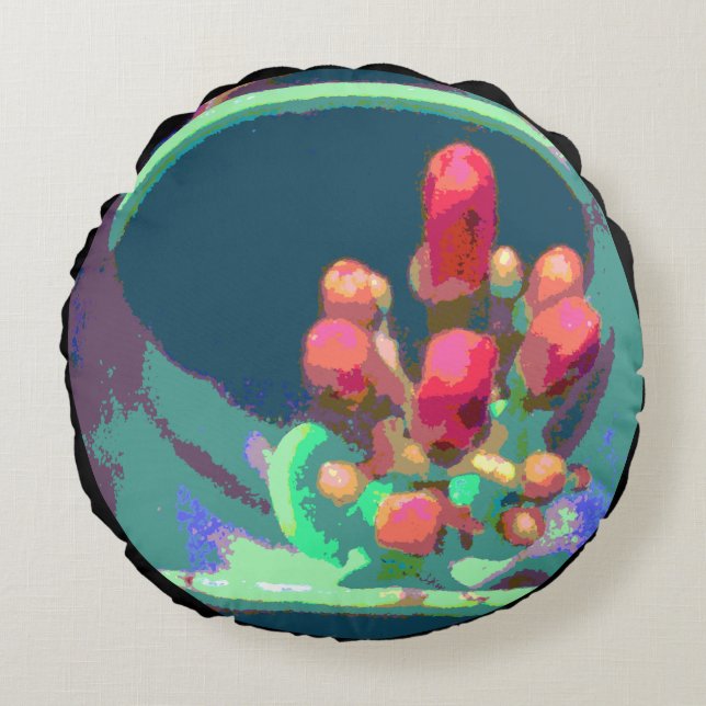 Buds from Above Combo Round Cushion (Front)