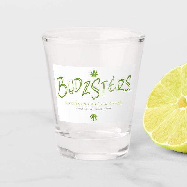 Budzsters Logo Shot Glass (Front)