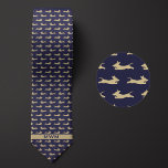 Bue and Gold Running Dachshund Tie<br><div class="desc">A truly personalised neck tie featuring a pattern of gold dachshunds running back and forth and a gold monogram, a whimsical design that will appeal to any weiner dog dad who loves the breed while maintaining a sense of style. Be sure to check out our matching dachshund pattern socks to...</div>
