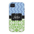 Bue Green Dual Pattern monogrammed iPhone4/4s case