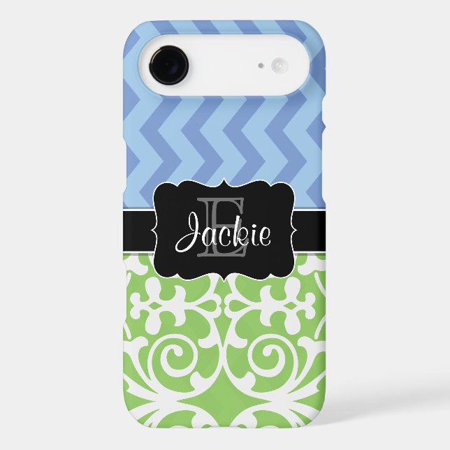 Bue Green Dual Pattern monogrammed iPhone4/4s case (Back)