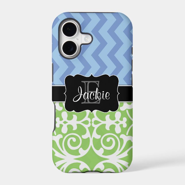 Bue Green Dual Pattern monogrammed iPhone5 case (Back)