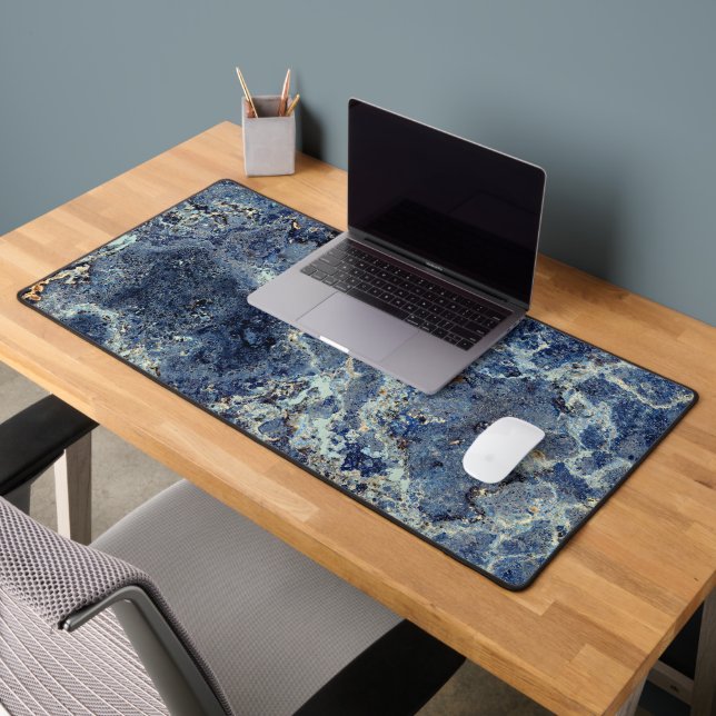 Bue Grey Black Marble & Beige Veins Desk Mat (Office 2)