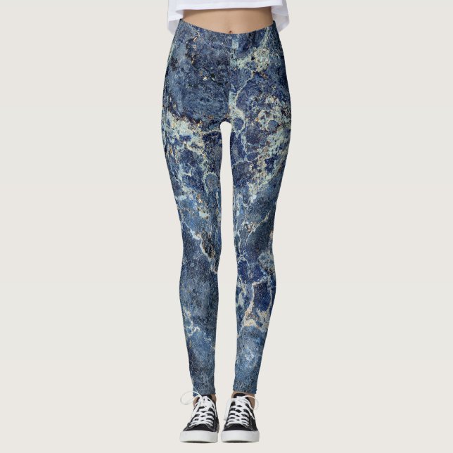 Bue Grey Black Marble & Beige Veins Leggings (Front)