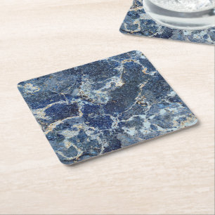 Bue Grey Black Marble & Beige Veins Square Paper Coaster