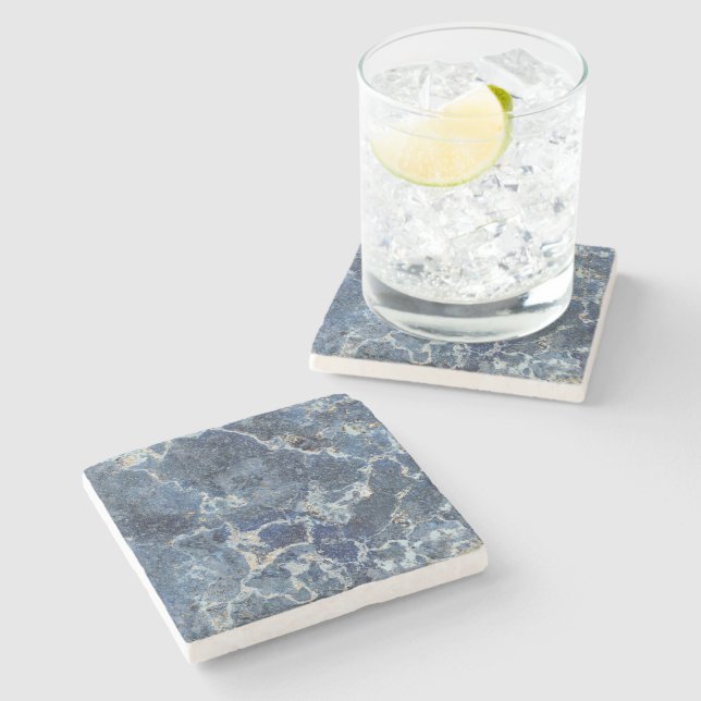 Bue Grey Black Marble & Beige Veins Stone Coaster (Side)