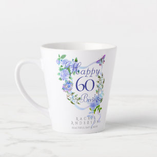 Bue Rose Ribbon 60th Birthday Latte Mug