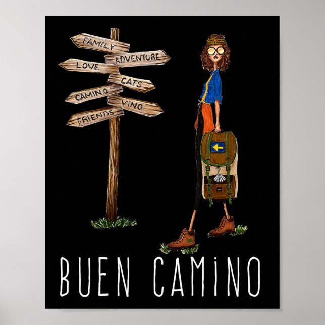 Buen Camino De Santiago Pilgrim Hiking Way Of St.  Poster (Front)