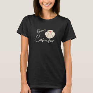 Buen Camino Large Scallop Shell Cross Red Typograp T-Shirt