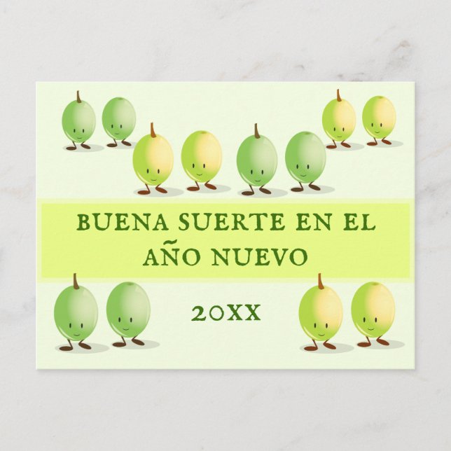Buena Suerte Twelve Grapes Lucky New Year Holiday Postcard (Front)