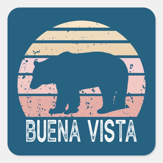 Buena Vista Colorado Retro Bear Square Sticker (Front)