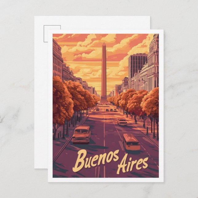 Buenos Aires Argentina Art Vintage Travel  Postcard (Front/Back)