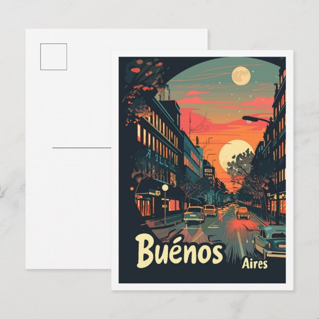 Buenos Aires Argentina Art Vintage Travel Postcard (Front/Back)