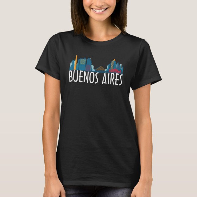Buenos Aires Argentina City Skyline Silhouette Out T-Shirt (Front)
