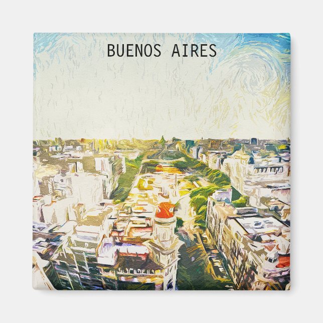 Buenos Aires Argentina CItyscape Painting Magnet (Front)