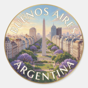 Buenos Aires Argentina Iconic City Travel Scene Classic Round Sticker