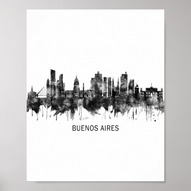 Buenos Aires Argentina Skyline BW Poster (Front)